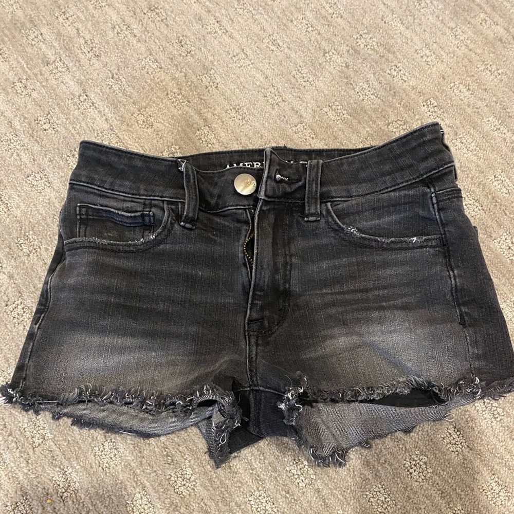 American Eagle Faded Black Jean Shorts